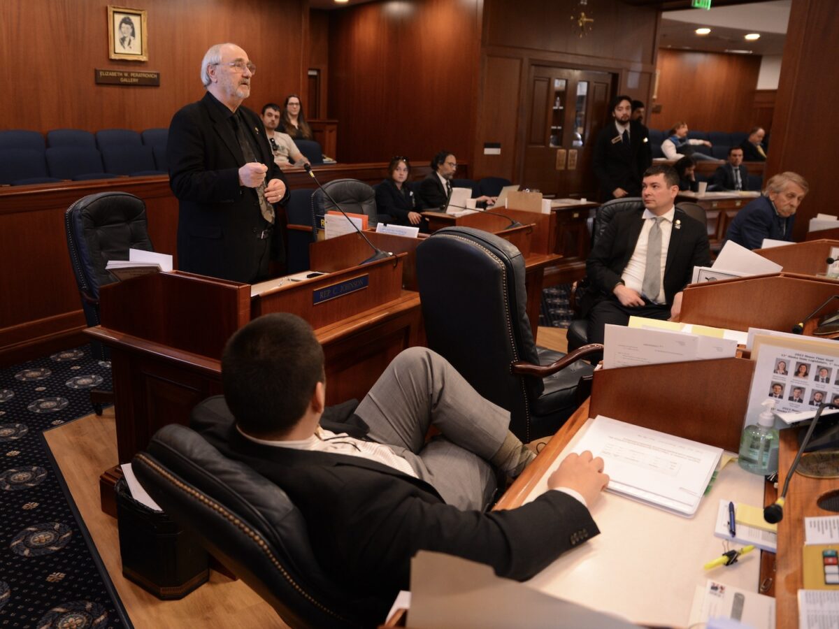 House Rules Committee Chair Craig Johnson, R-Anchorage, speaks in favor of House Bill 135 on Tuesday, May 16, 2023, in the Alaska House. (Photo by James Brooks/Alaska Beacon)