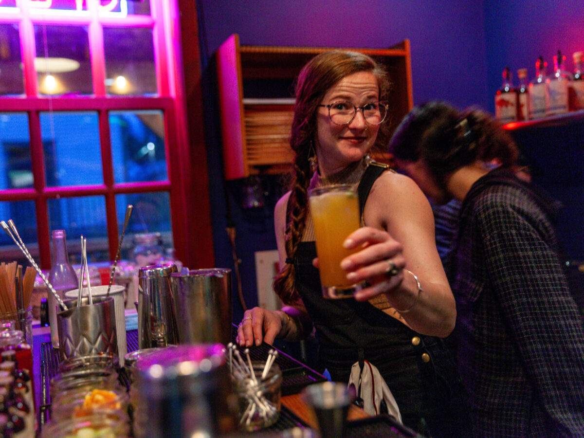 Drinks flowed at the Port Chilkoot Distillery on Friday, April 5, 2024. (Rashah McChesney/Chilkat Valley News)
