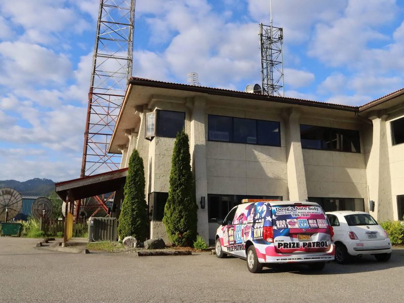 KINY’s “prize patrol” vehicle is parked outside the Local First Media Group Inc.’s building on Wednesday morning. (Mark Sabbatini / Juneau Empire)