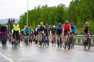 Riders in the annual Kluane Chilkat International Bike Relay headed out of cool, wet weather in Haines Junction and toward a hot, sunny finish in Haines, Alaska. (Lex Treinen/for the Chilkat Valley News)