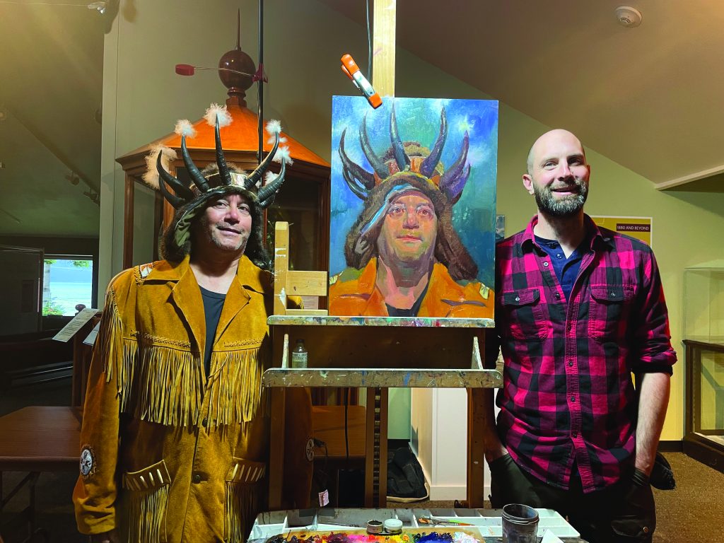 (left) Tim Ackerman and Studio Incamminati instructor Kerry Dunn, after a public painting demonstration. (Courtesy/Donna Catotti) 