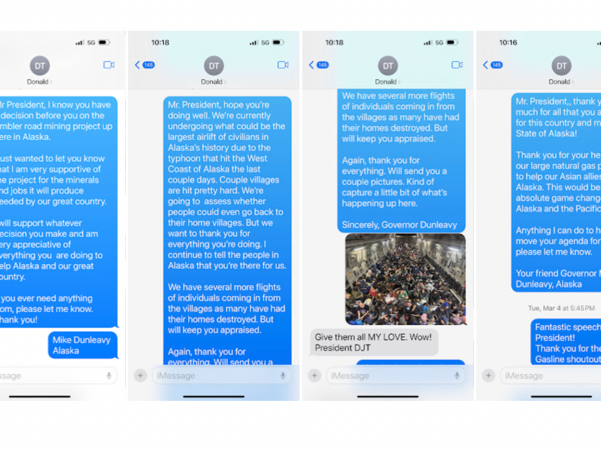 Alaska’s governor said he texts Trump. I asked for copies.