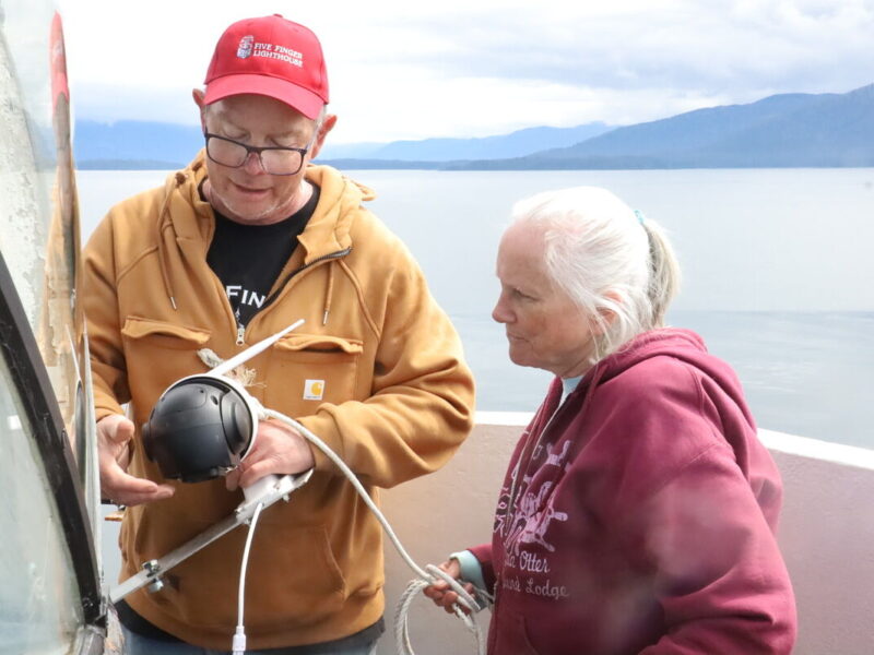 Two interactive cameras installed atop Five Finger Lighthouse